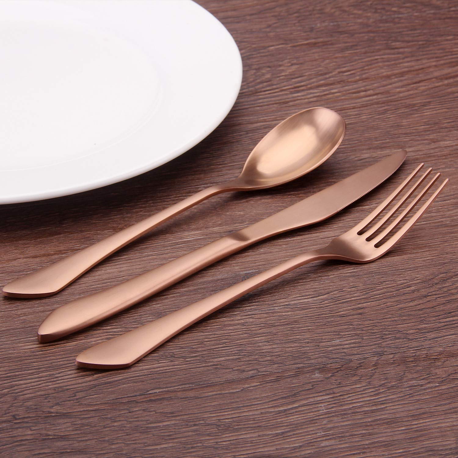 20-Piece Matte Rose Gold Silverware Set - Stainless Steel Flatware Set for 4, Elegant Satin Finish Cutlery Set for Home & Restaurant Use - Dishwasher Safe - Perfect for Dinner Parties, Weddings & Everyday Dining