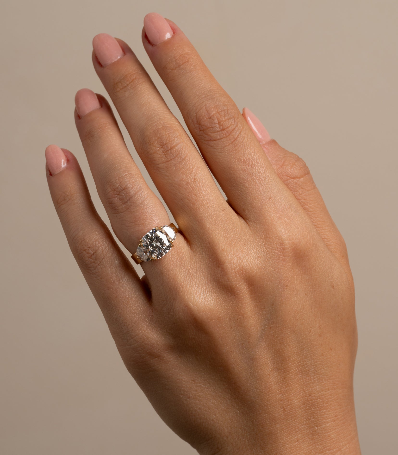 Charlie 3 Stone Cushion Cut Diamond Engagement Ring - Elegant Wedding Proposal Jewelry for Her