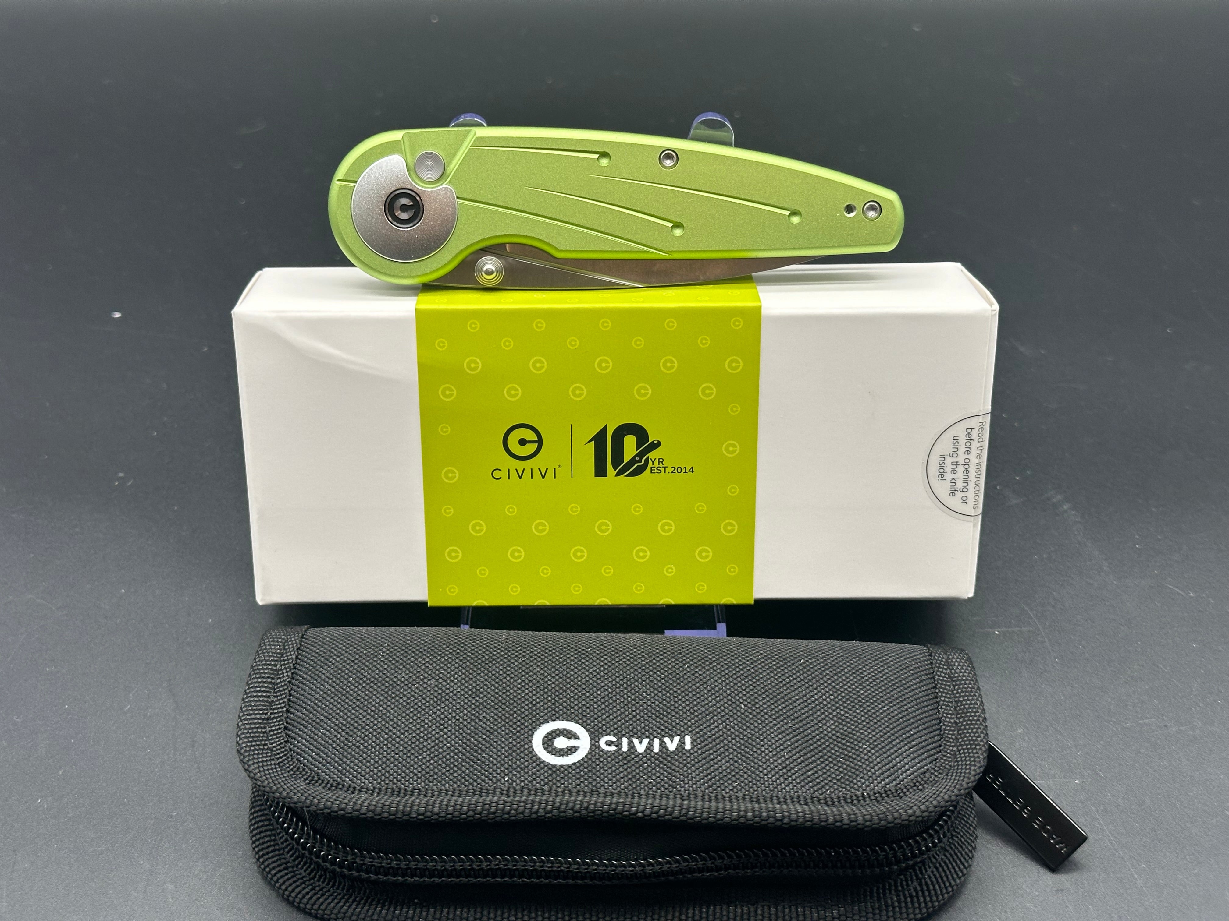 CIVIVI STARFLARE Folding Pocket Knife - Lime Green Aluminum Handle, Nitro-V Steel Plain Edge with Satin Finish (Model C23052-3) | EDC, Outdoor Camping, Hiking & Survival Tool