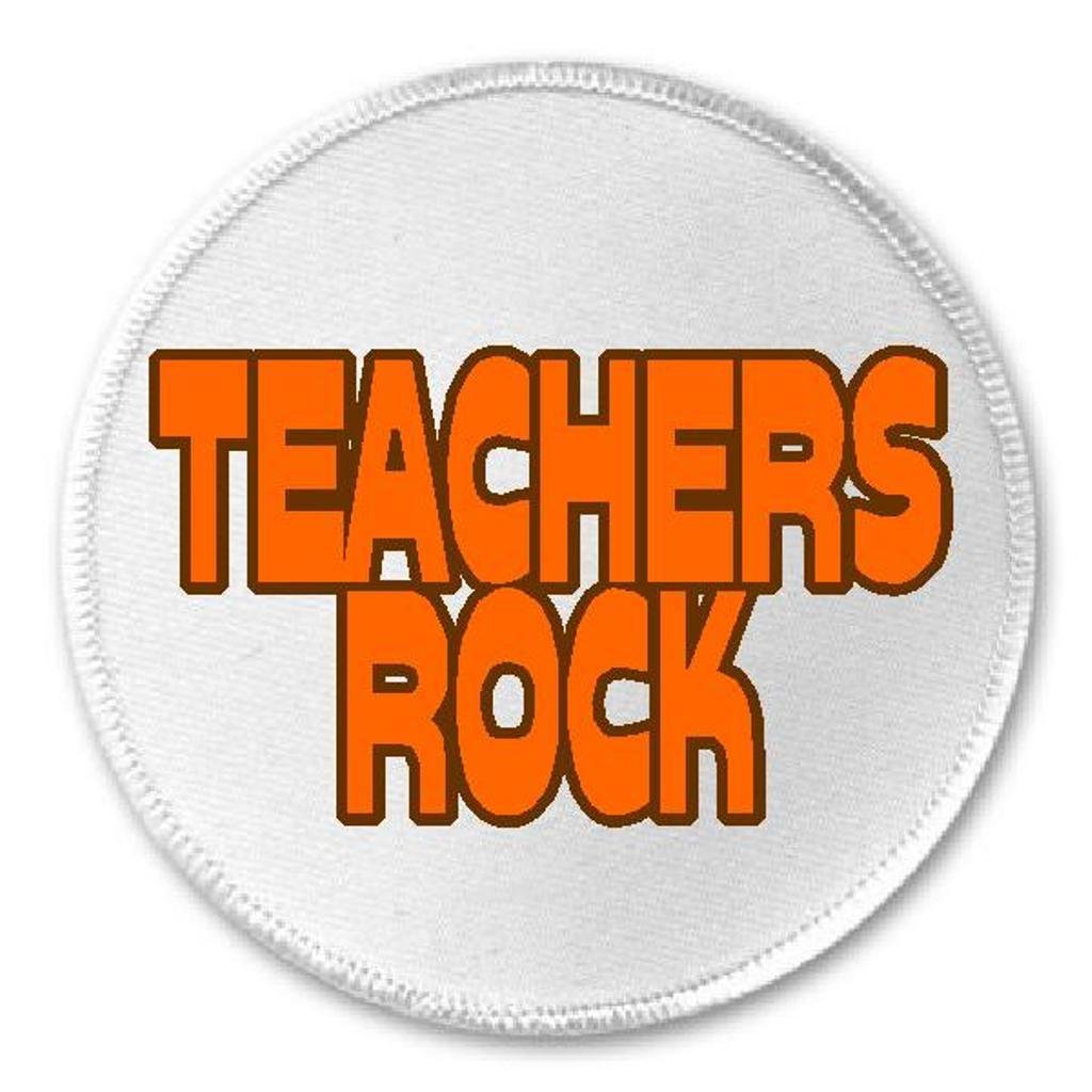 Teachers Rock - 3 Inch Circle Sew On or Iron On Patch for Educators, School Staff & Students - Perfect for Backpacks, Jackets & DIY School Projects