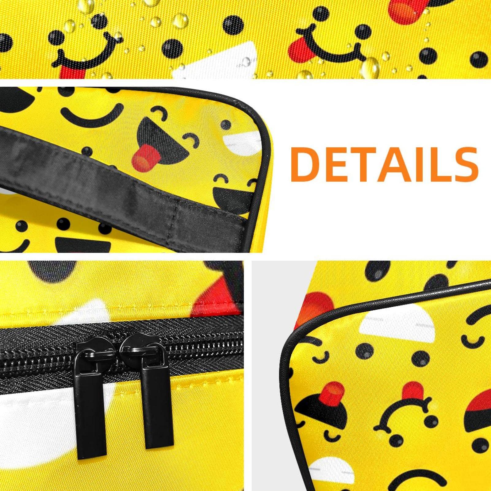 Portable Travel Makeup Organizer Bag for Women - Waterproof Cosmetic Case with Funny Emoticon Faces - Perfect for Vacation, Gym & Daily Use