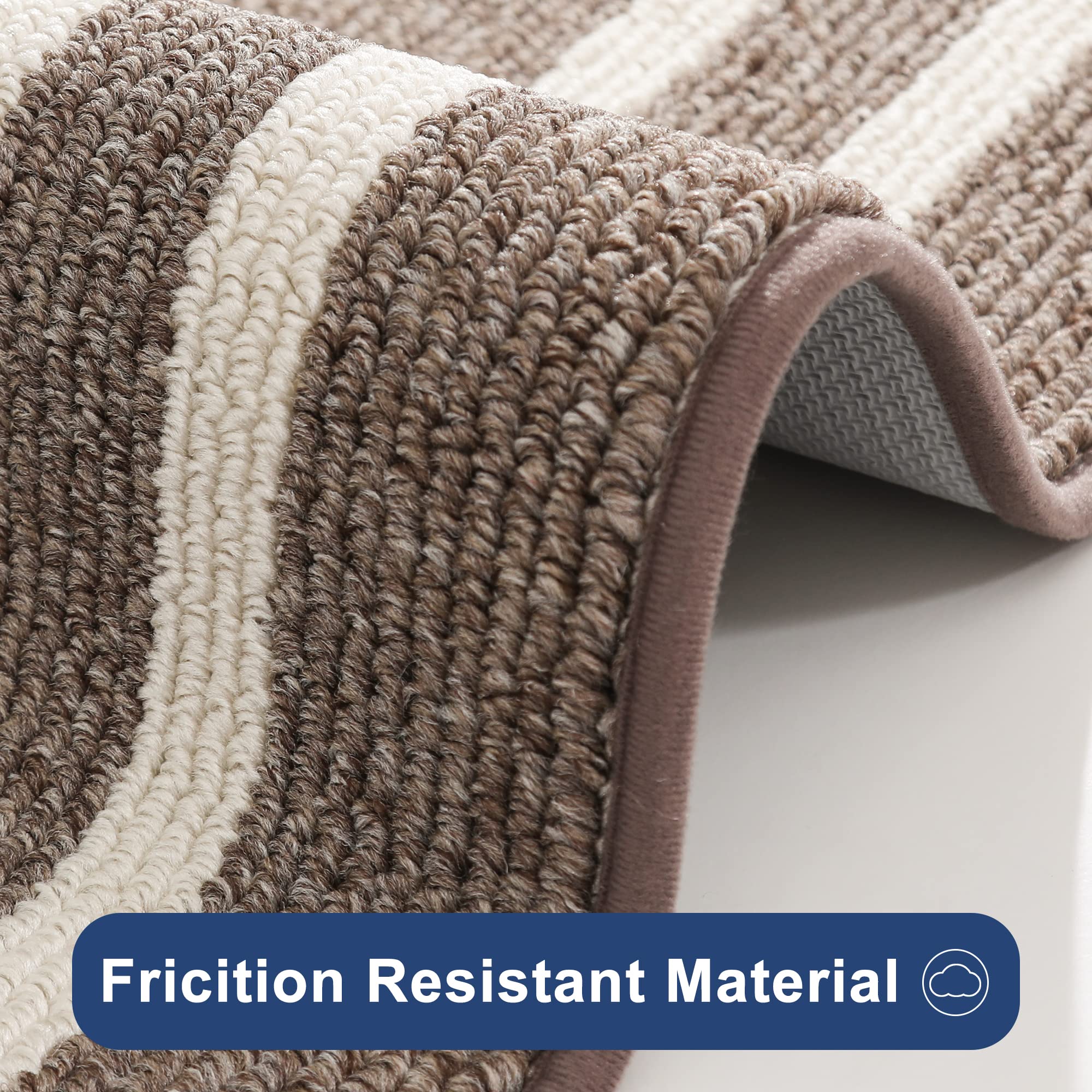 Super Absorbent Non-Skid Kitchen Floor Mat - 24x48 Inch Washable Polypropylene Sink Rug for Comfortable Standing - Brown with Frame Design | Perfect for Front of Sink, Dishwashing Area & High-Traffic Kitchen Spaces