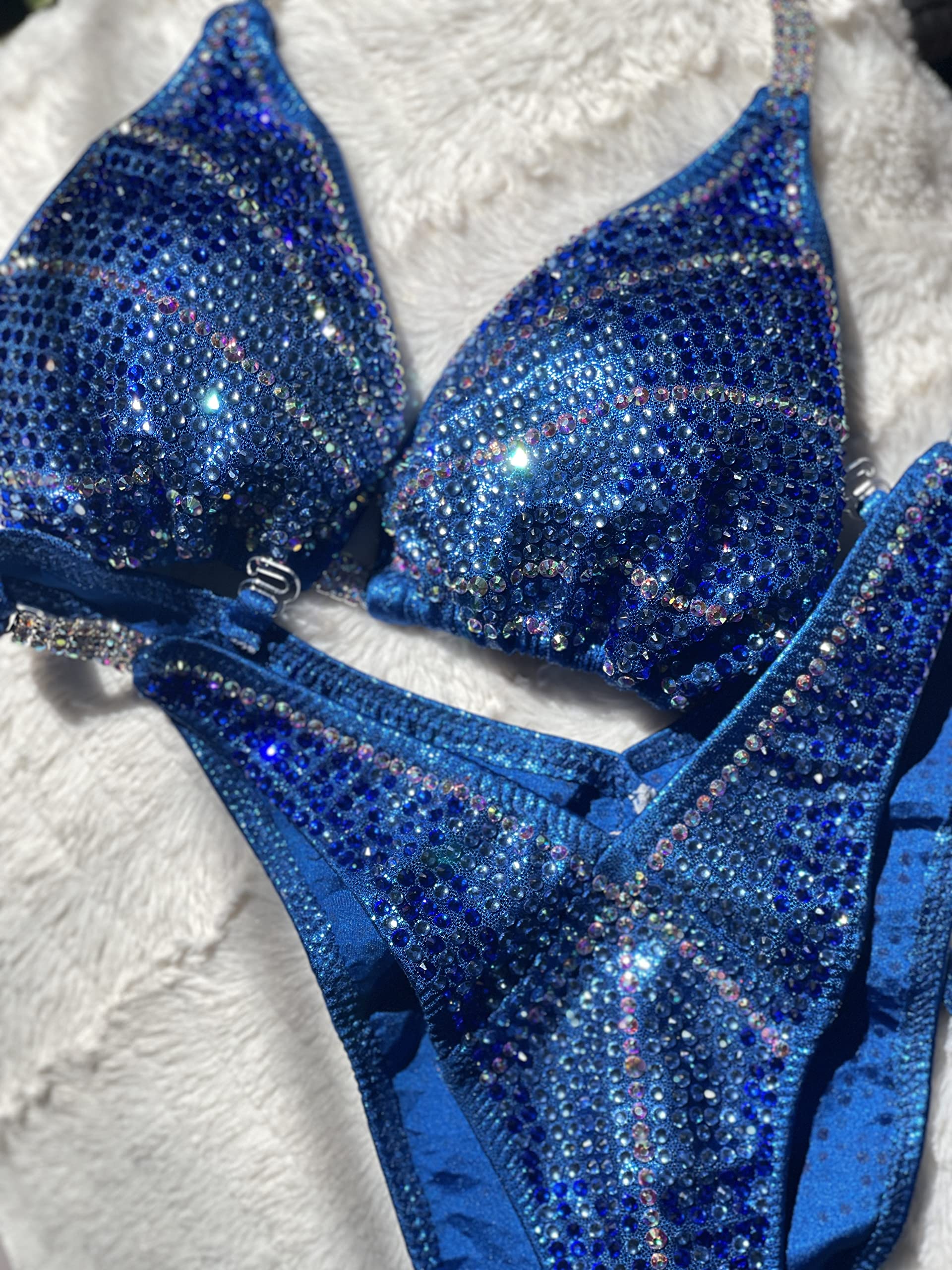 Blue Ombre Figure Competition Bikini - Physique Posing Suit for Women (XS Hips 28