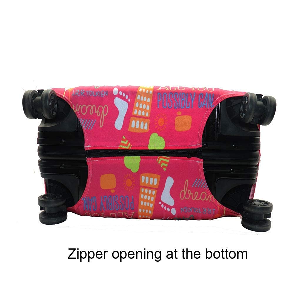 Elastic Travel Luggage Cover - Waterproof Suitcase Protective Case with Red Graffiti Design - Fits Most Medium Size Bags (18-24 inch) - Perfect for Airplane, Train & Bus Travel