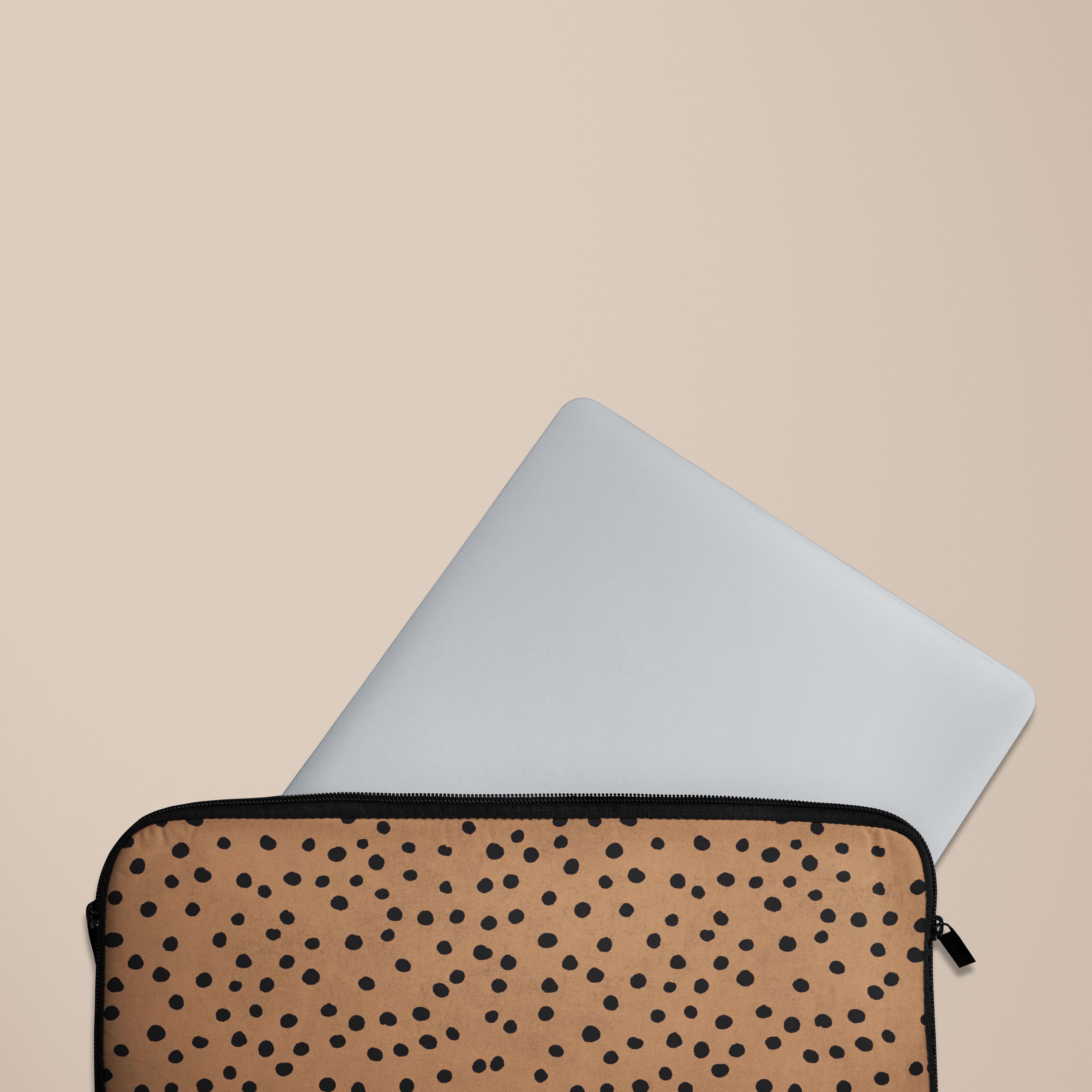 Stylish Burnt Orange Polka Dot Laptop Sleeve Case - 13-15 Inch Protective Cover for MacBook, Dell, HP - Perfect for Work, School & Travel Accessories