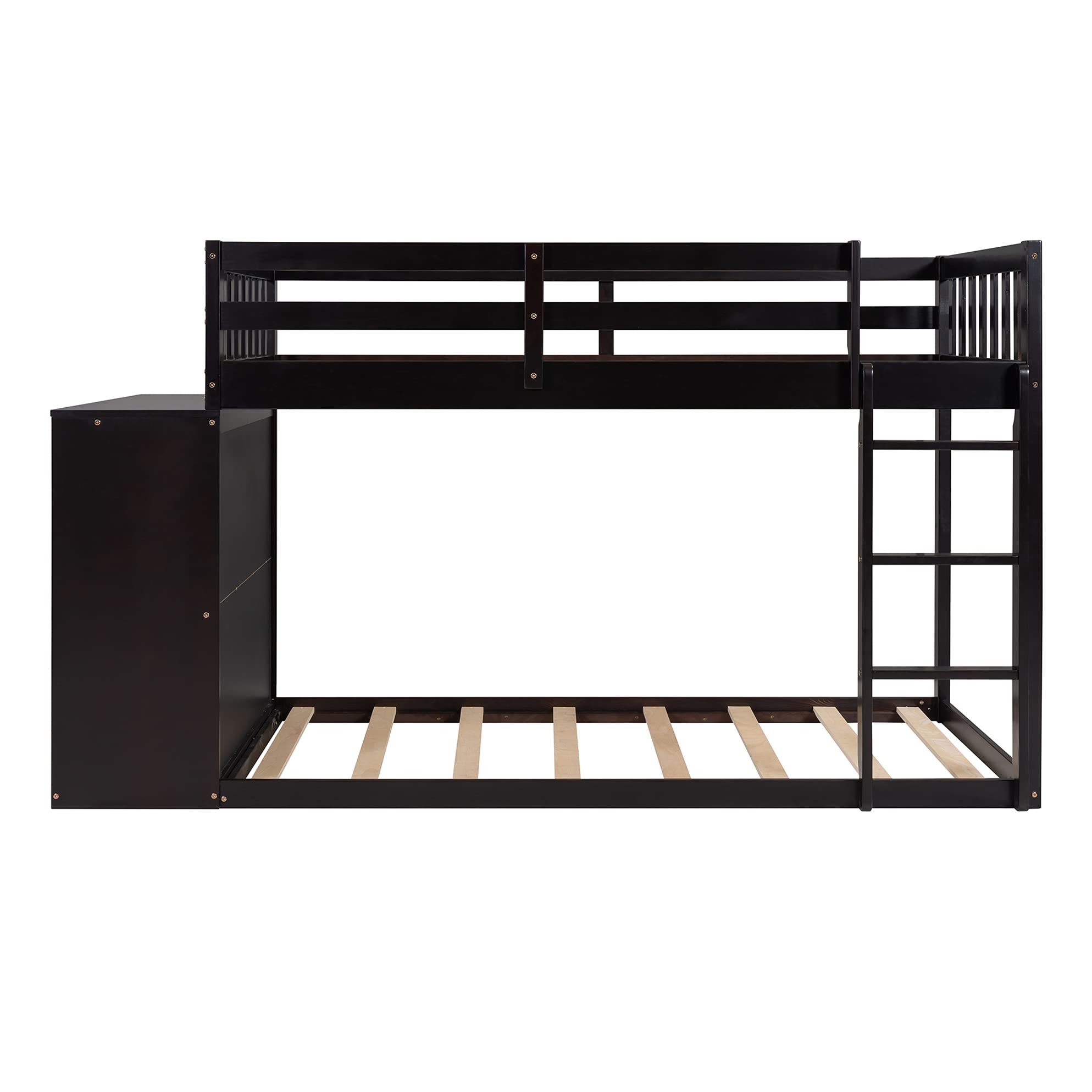 Harper & Bright Designs Twin Bunk Beds for Kids - Wooden Twin Over Twin Bunk Bed with 4 Drawers & 3 Shelves for Extra Storage - Espresso Finish - Perfect for Small Bedrooms, Kids' Rooms & Sleepovers