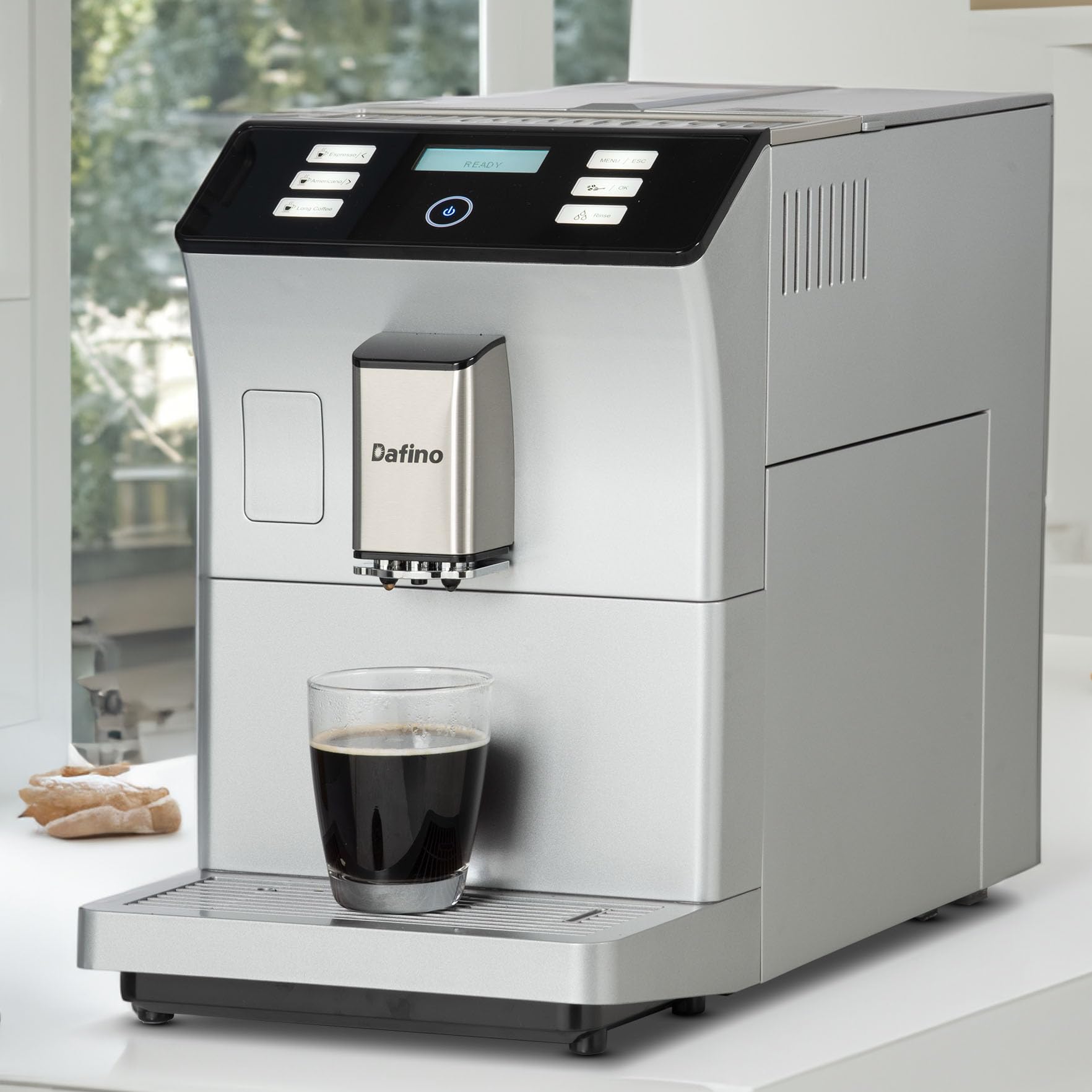 Fully Automatic Espresso Machine with Built-in Grinder - 19 Bar Pressure, Smart Touch Screen, 20 Cup Capacity - Perfect for Espresso, Americano & Long Coffee - Stainless Steel Silver Finish - Ideal for Home, Office & Coffee Shop Use