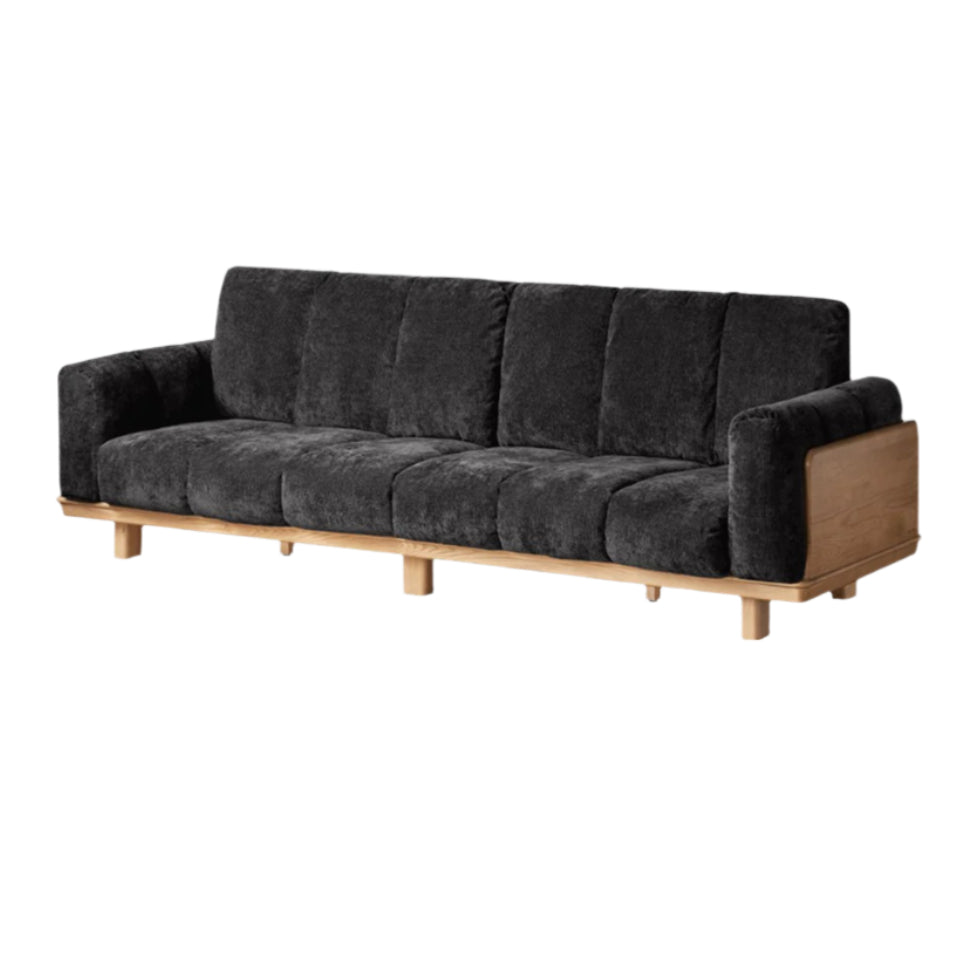 Modern Solid Wood Down Straight Sofa - Black Walnut & Ash Wood Frame - Perfect for Living Room, Lounge, or Office Comfort