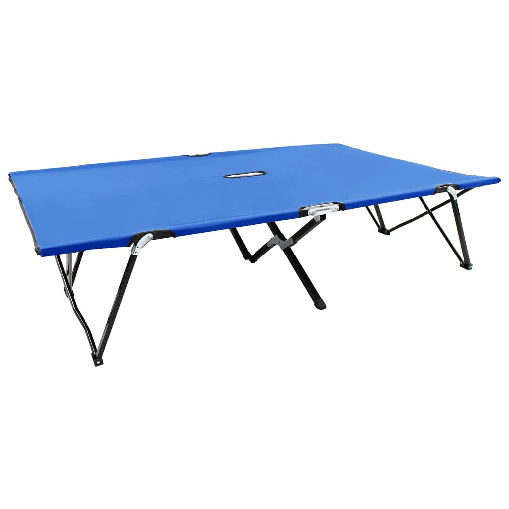 FAMKIT 2-Person Folding Sun Lounger - Portable Outdoor Camping & Beach Chair with Reclining Back, Blue - Perfect for Poolside Relaxation, Backyard Lounging & Beach Vacations