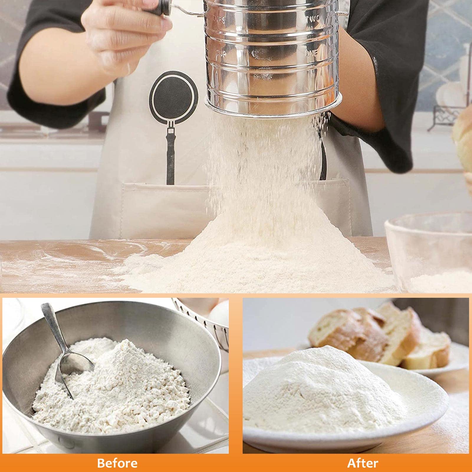 HULISEN 4-Piece Stainless Steel Pastry Cutter Set - Dough Blender, Flour Sifter & Biscuit Cutter - Professional Baking Tools for Cookies, Pies, Donuts & Pastries - Perfect for Home Bakers & Commercial Kitchens