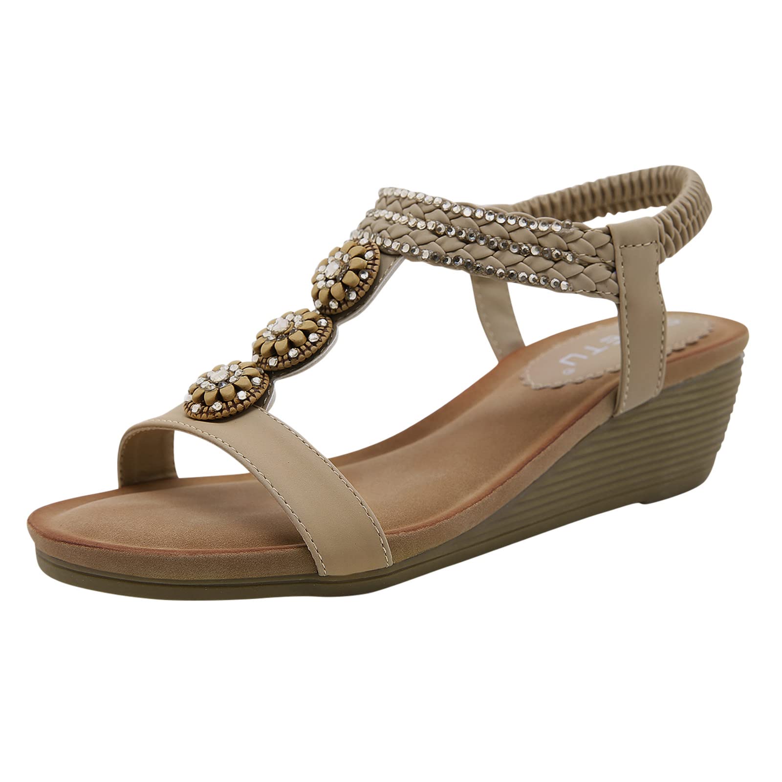 Women's Bohemian Peep Toe T-Strap Sandals - Comfortable Flat Flip Flops for Beach, Holiday & Dressy Occasions - Platform Summer Sandals for Casual Outings & Vacation Wear