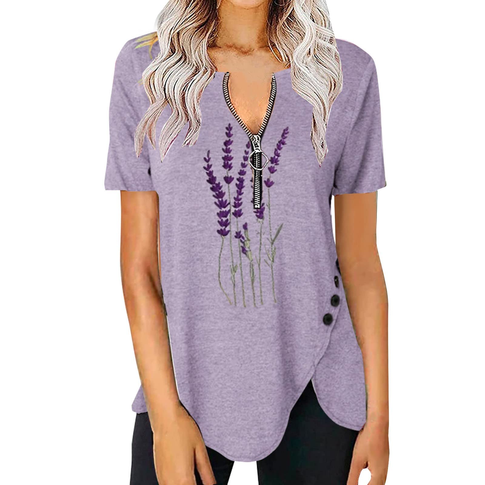 Women's Casual Short Sleeve Button Up Blouse - Basic Henley Tunic Top for Everyday Wear | Perfect for Office, Dating & Weekend Outings