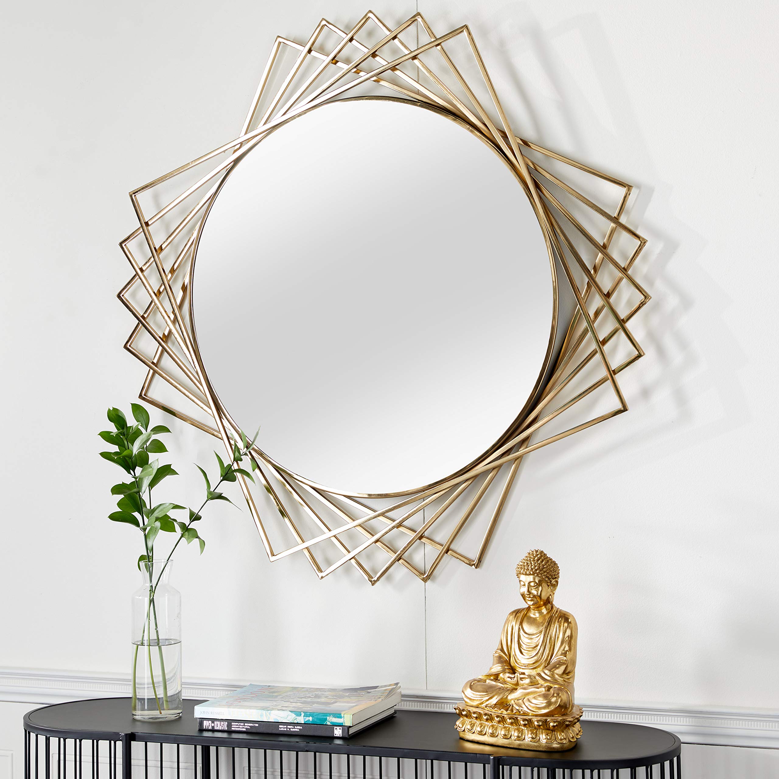 Deco 79 Modern Black Metal Geometric Wall Mirror - 42