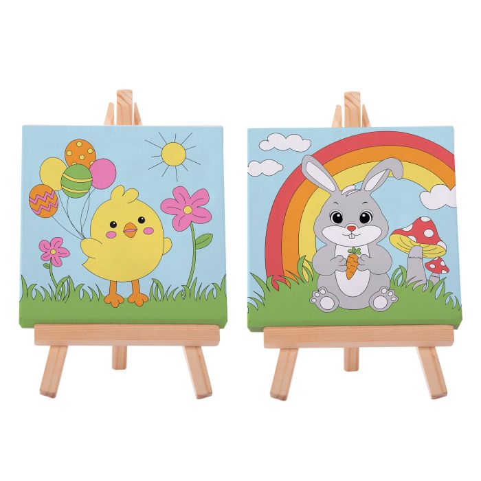 Discovery Zone Canvas Art Set - Chicks or Bunnies Wall Decor for Nursery, Kids Room & Easter Home Decor | Premium Painting Kit for Children's Creative Play