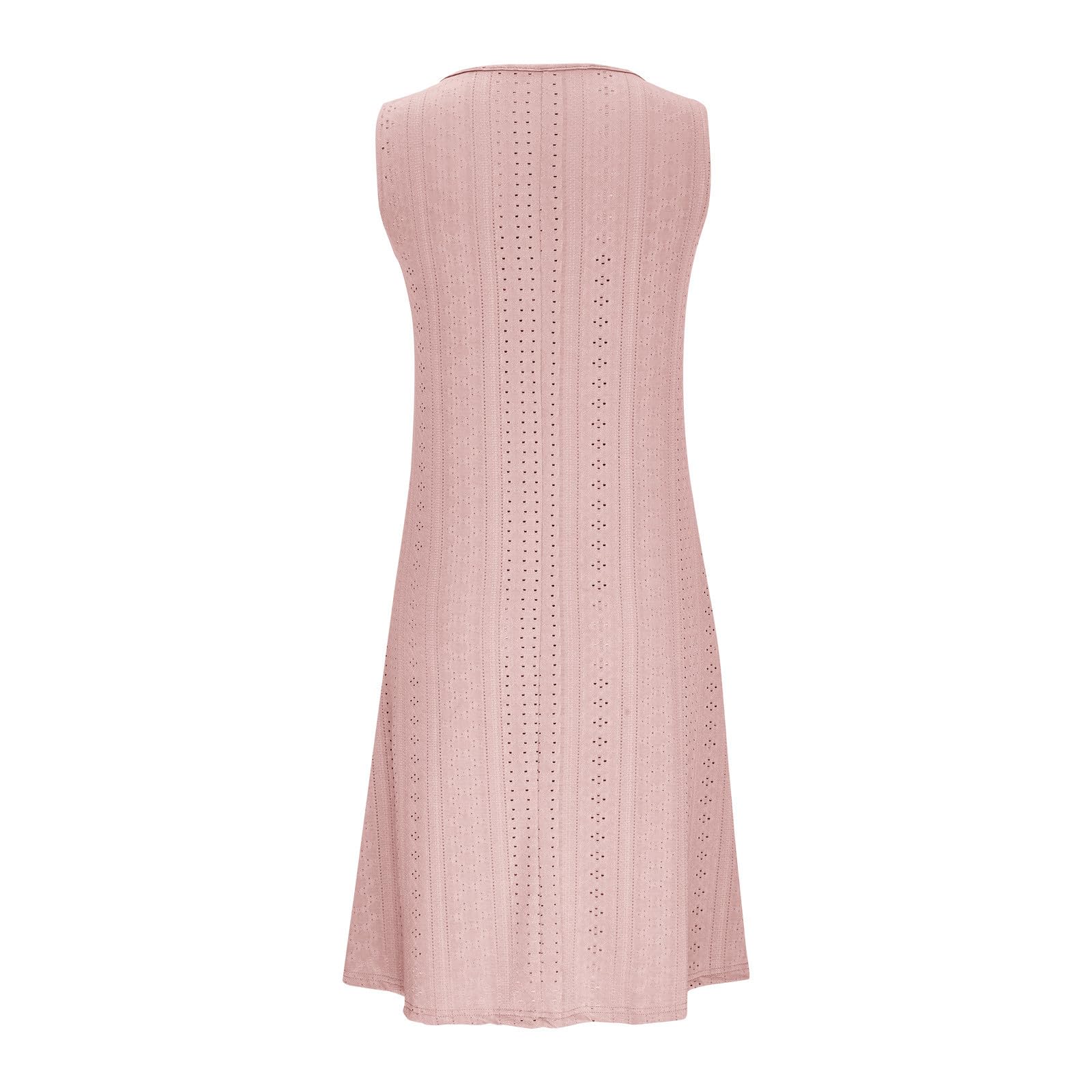 Boho Spring Dress for Women - Elegant V Neck Lace Midi Dress with Hollow Out Sleeveless Design, Plus Size Tank Dresses S-5XL | Perfect for Summer Vacations, Beach Parties & Casual Outings | Pink
