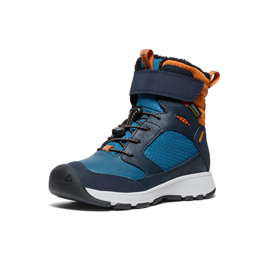 Little Kids' Skua Waterproof Winter Boots - Sky Captain/Gold Flame | Warm Snow Boots for Toddlers & Children | Perfect for Snow Play, Winter Hiking & Outdoor Adventures