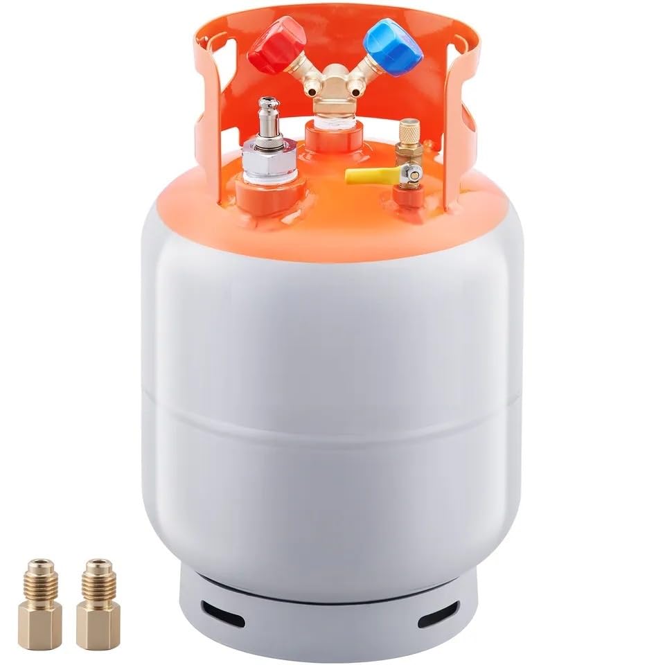 30lb Refrigerant Recovery Tank with Floating Switch - Heavy Duty Cylinder for HVAC & AC Repair | Professional Use in Automotive, Commercial & Residential Cooling Systems