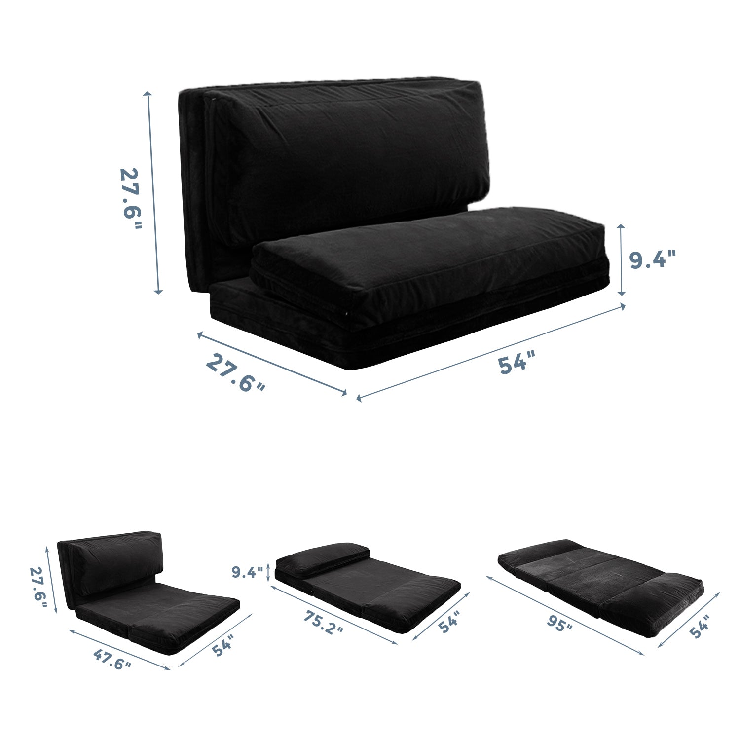 MAXYOYO Bean Bag Folding Sofa Bed - Extra Thick Floor Mattress with Washable Faux Fur Cover | Perfect for Living Room, Bedroom, Dorm & Game Room Lounging