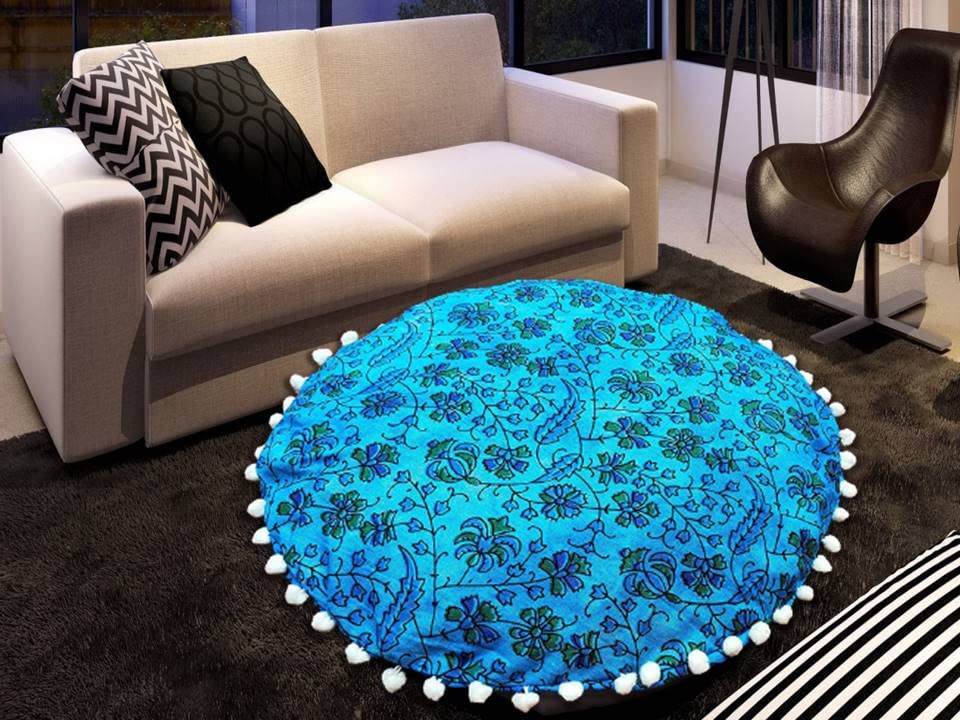 18 Inch Round Pillow Cover Only - Bohemian Floor Cushion Cover for Adults & Kids, Yoga Meditation Seat, Decorative Hippie Pillowcase (18