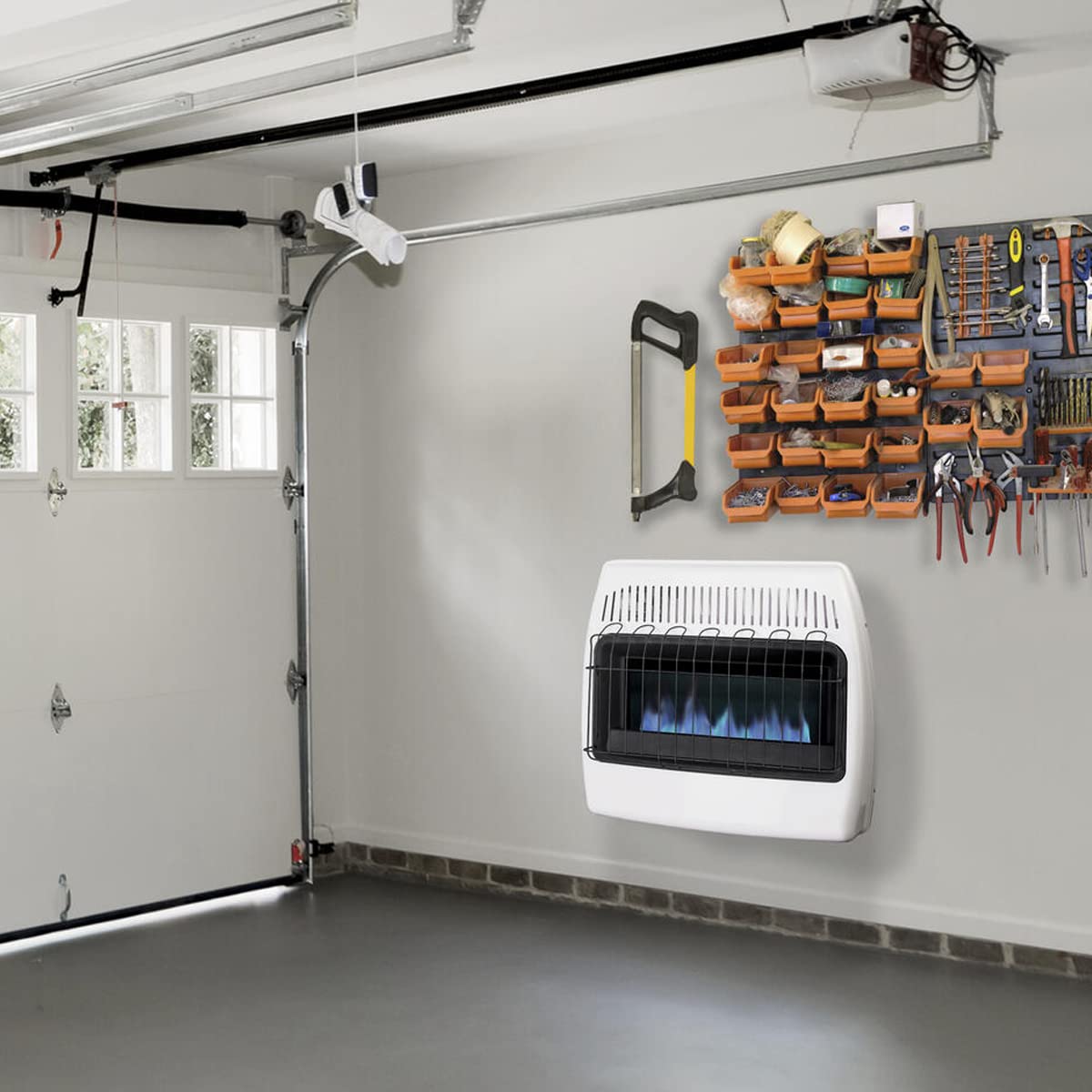 UTY 30,000 BTU Dual Fuel Propane & Natural Gas Wall Heater - Vent-Free Indoor Heating Solution, White (28x11x24 Inches) for Garages, Basements & Large Rooms