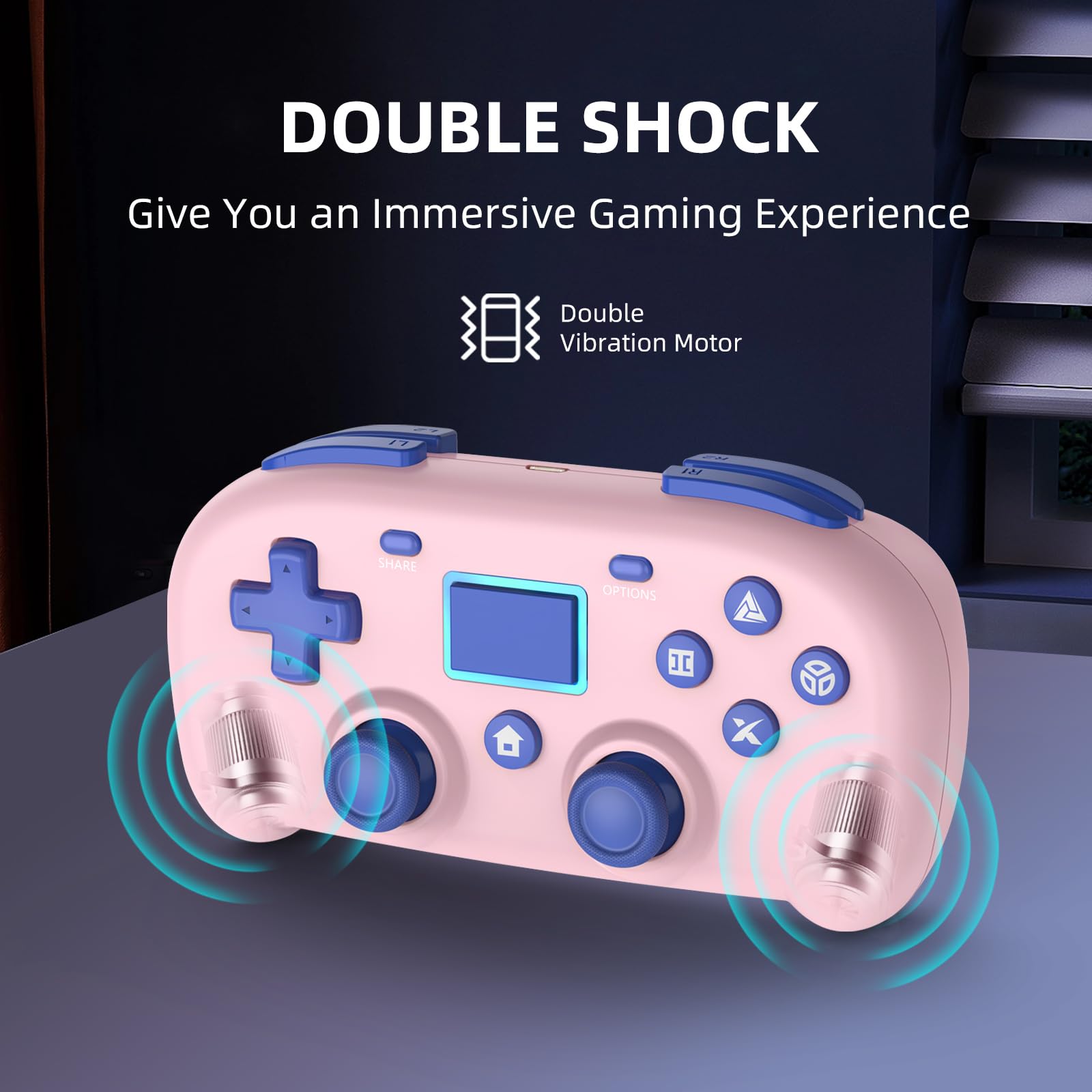 Wireless PS4 Controller, Mini Gamepad Compatible with PlayStation 4 & PC Windows 10/8/7 - Dual Vibration, 6-Axis Motion Sensor, Audio Support (Pink) - Perfect for Gaming, Streaming & Casual Play