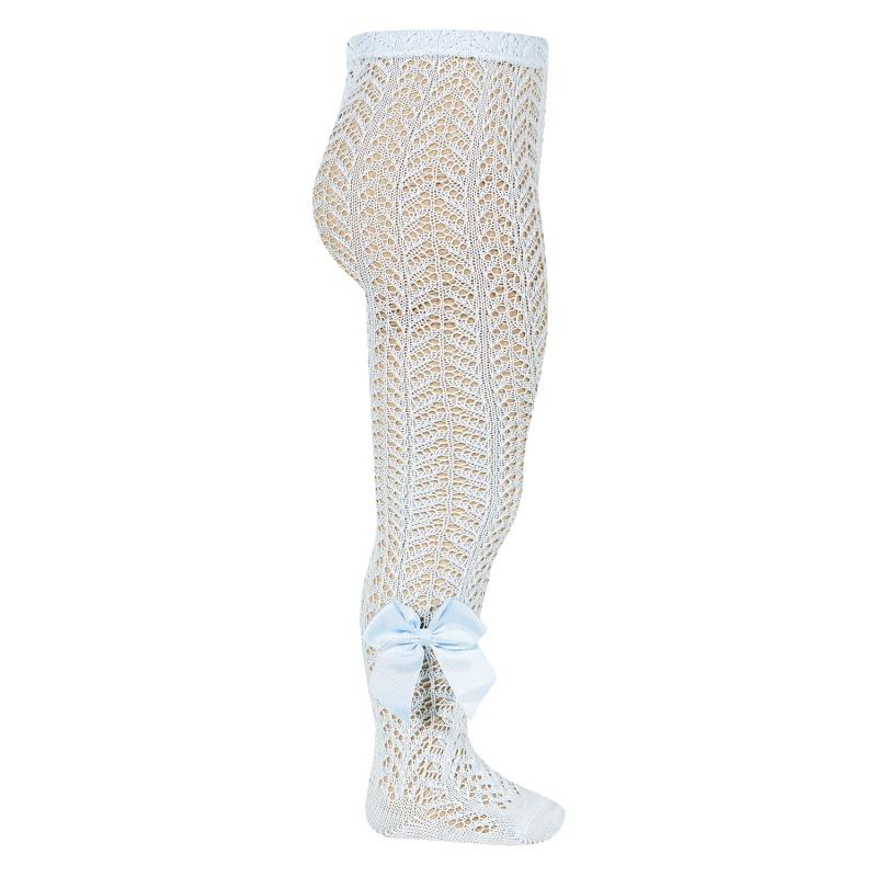 Baby Blue Lace Openwork Bow Tights - Soft & Stretchy Infant Leggings for Girls | Perfect for Photoshoots, Parties & Special Occasions