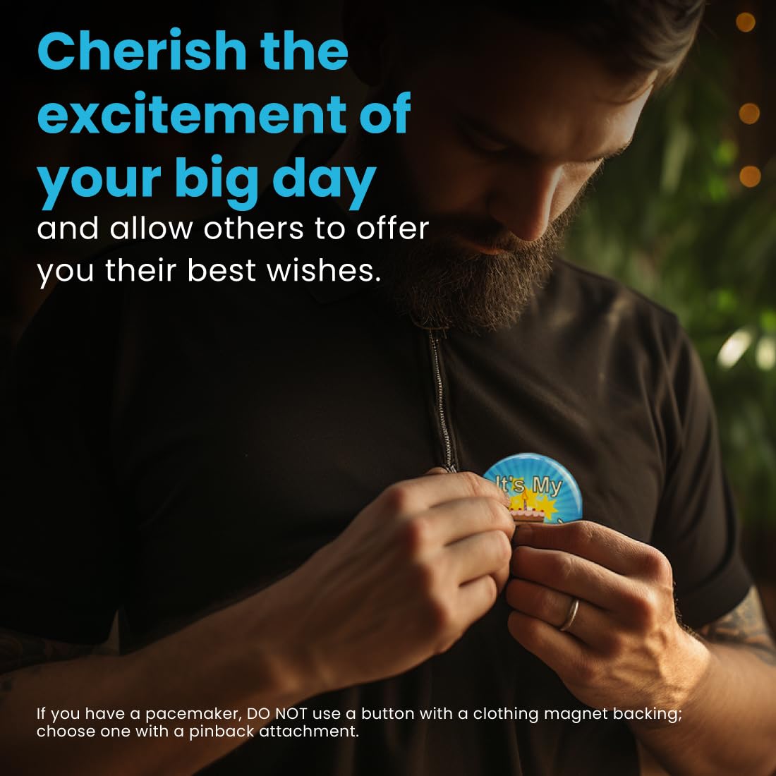 Secure ID Blue 'It's My Birthday' Button Pin - Fun Birthday Badge for Birthday Girl, Boy, Adults & Kids - Perfect for Birthday Parties, Celebrations & Party Favors | Great for Birthday Decorations, School Events & Office Celebrations