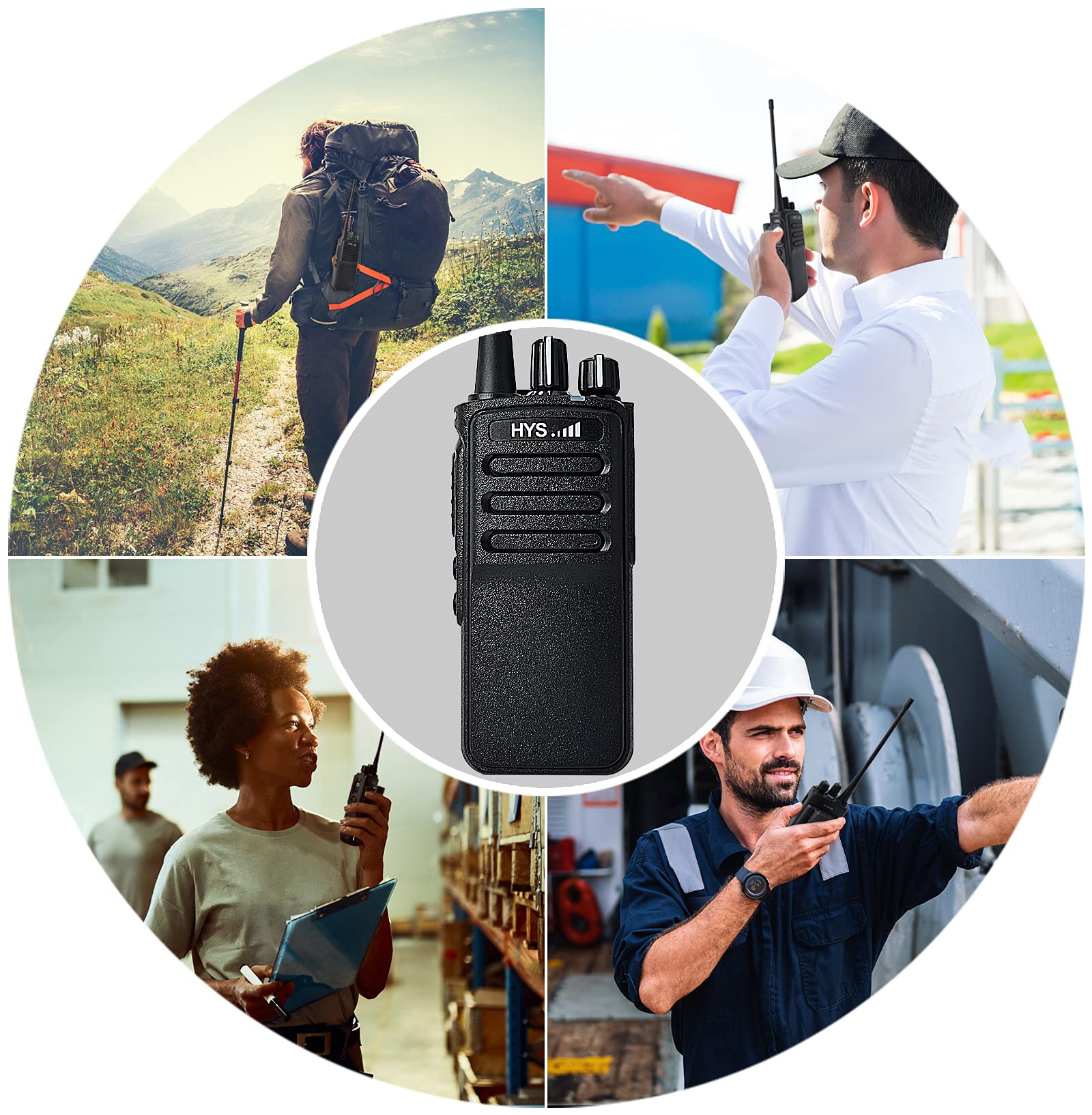 HYS HD10W Waterproof Long Range Walkie Talkies - 16CH UHF 70CM Rechargeable Two-Way Radios with CTCSS/DCS, Programming Cable, Software & Microphone (2 Pack) - Ideal for Outdoor Adventures, Construction Sites, and Emergency Communication