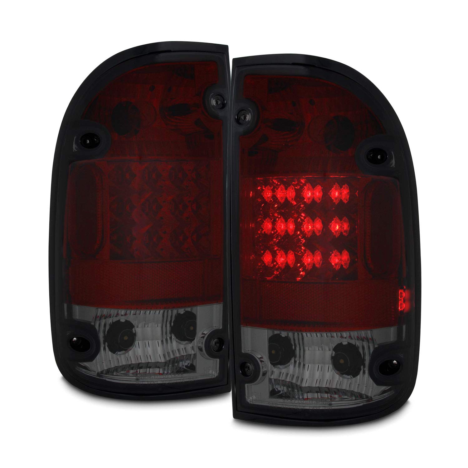 AKKON Red Smoke LED Tail Lights Brake Lamps Replacement Pair for 1995-2000 Toyota Tacoma Pickup Truck - Enhanced Visibility & Style for Night Driving & Off-Road Adventures