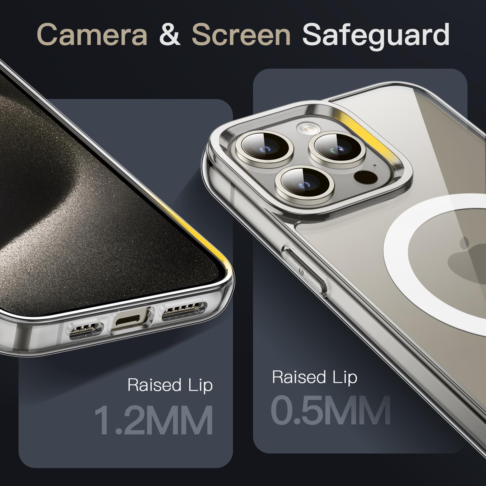 JETech Magnetic Case for iPhone 15 Pro Max 6.7-Inch | MagSafe Compatible | Shockproof & Anti-Scratch Clear Back Cover | Wireless Charging Support | Natural Titanium | Perfect for Daily Use, Travel & Outdoor Activities