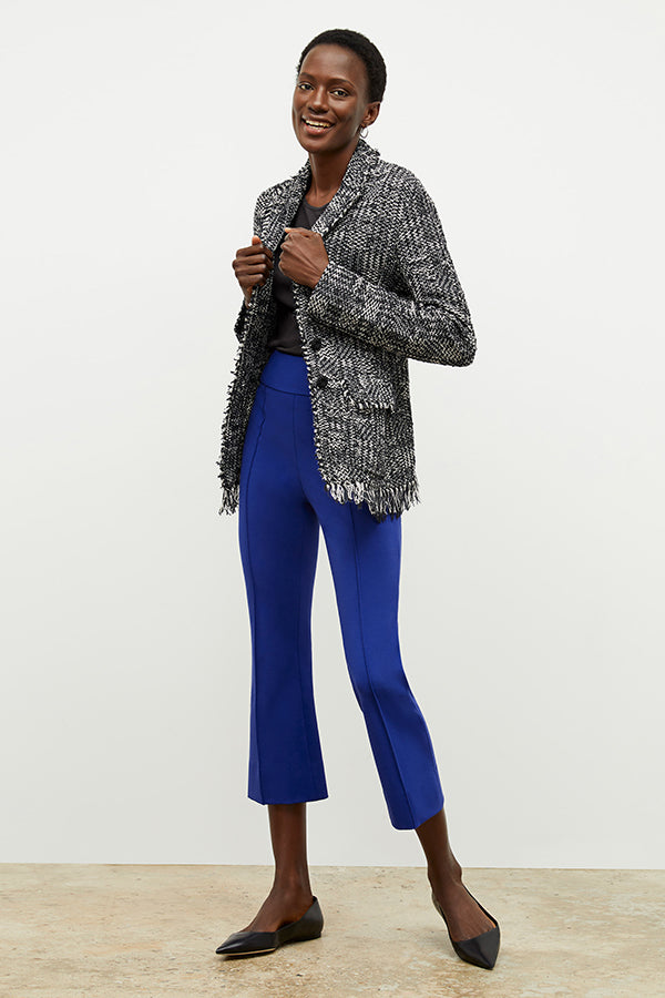 Allyn Kick Flare Pant - Butter Ponte Fabric in Electric Blue | Women's Stretchy Bootcut Pants for Work & Casual Wear