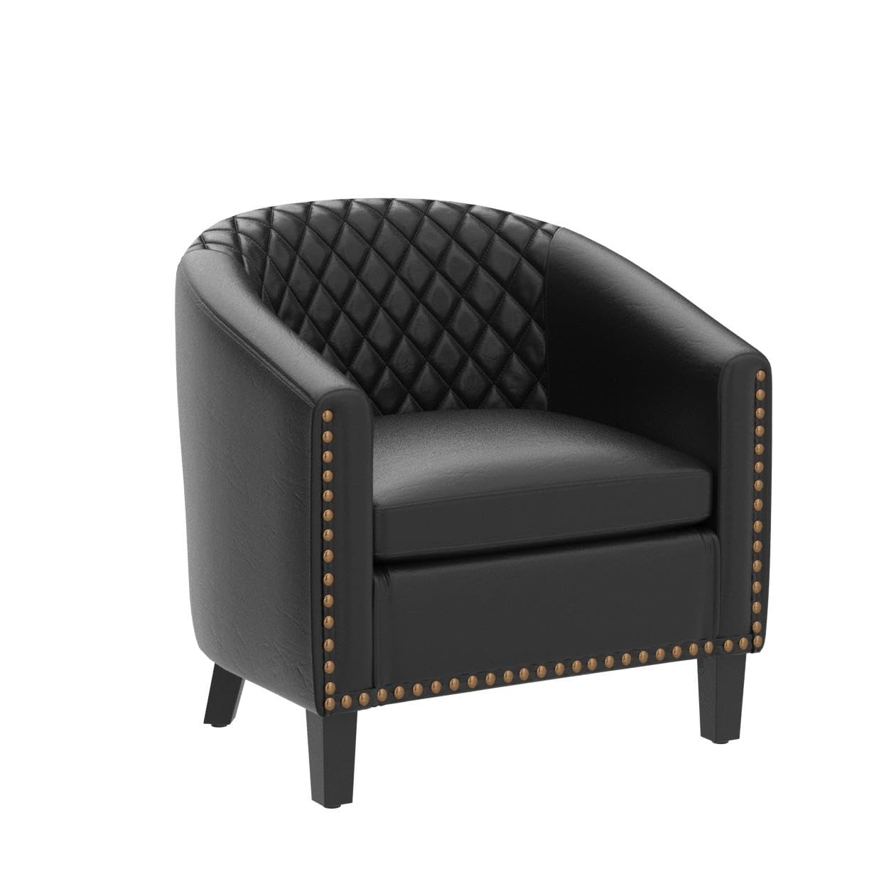 HomSof Accent Barrel Chair - Upholstered Living Room Armchair with Nailhead Trim & Solid Wood Legs, Comfortable Lounge Chair for Reading Nook, Bedroom or Office