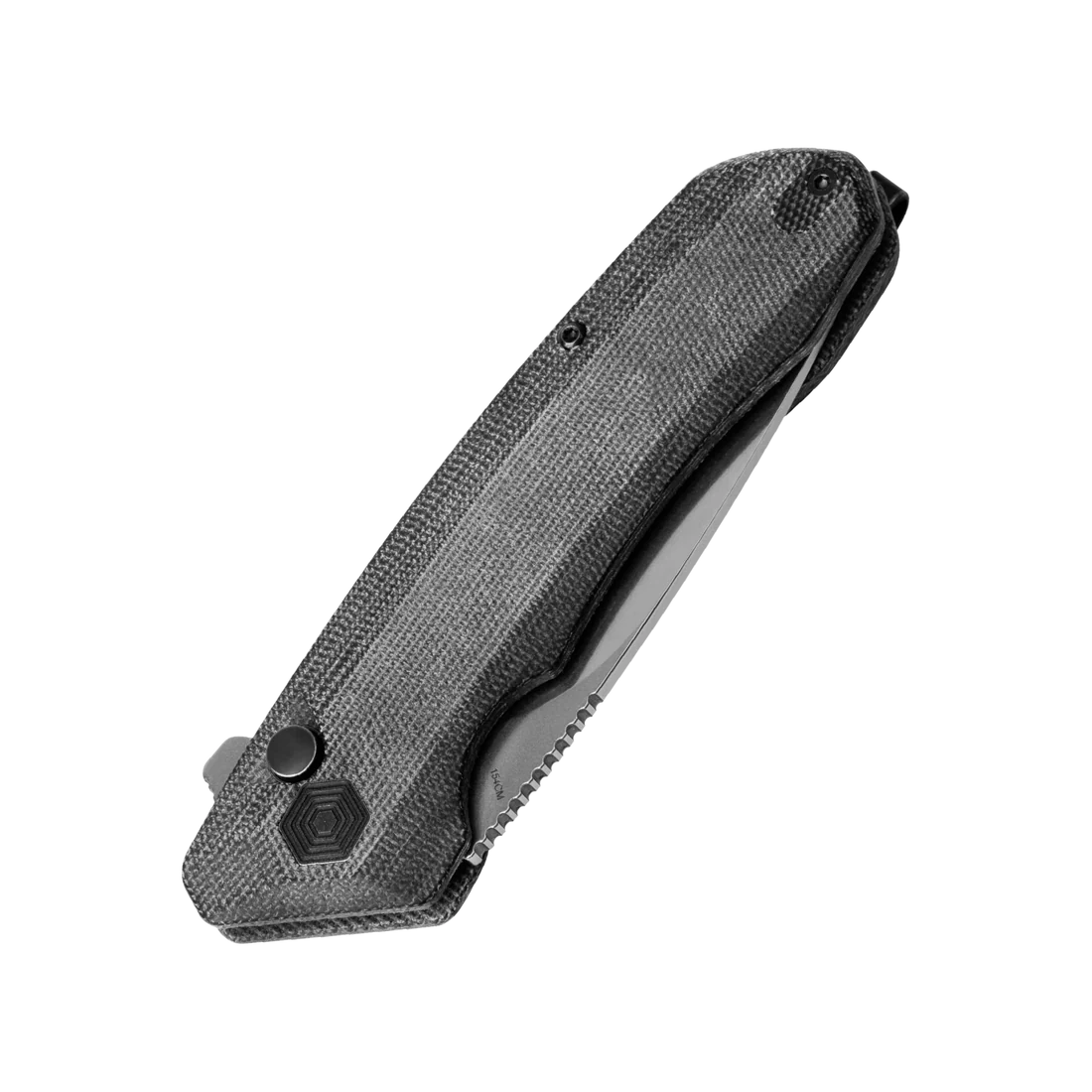 Kizer V3602C1 Vanguard Invictus Button Lock Folding Knife - Stonewashed Blade & Black Micarta Handles - EDC, Outdoor, Camping, Survival Gear