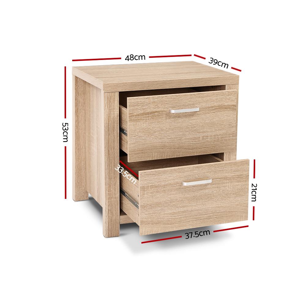 Modern Wooden Nightstand with Drawer - Bedside Table Lamp Stand, Beige Finish for Bedroom, Living Room, or Office Use