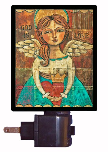 Angel Night Light - Religious LED Night Lamp with 'God is Love' Design for Bedroom, Nursery, Prayer Room & Home Decor