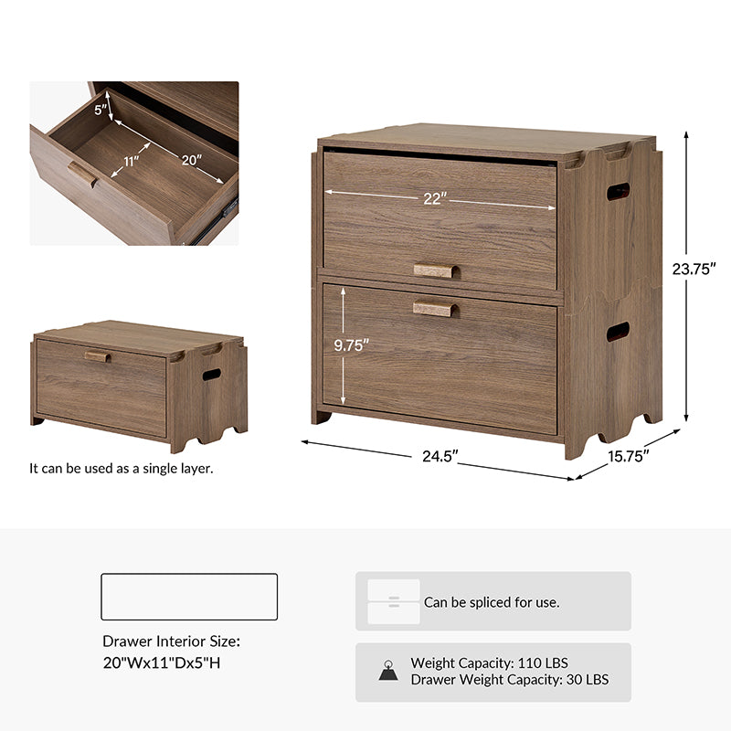 Modular Stackable Storage Drawers Nightstand with Flexible Organization - Hagen Space-Saving Bedside Organizer for Bedroom, Office & Dorm Room