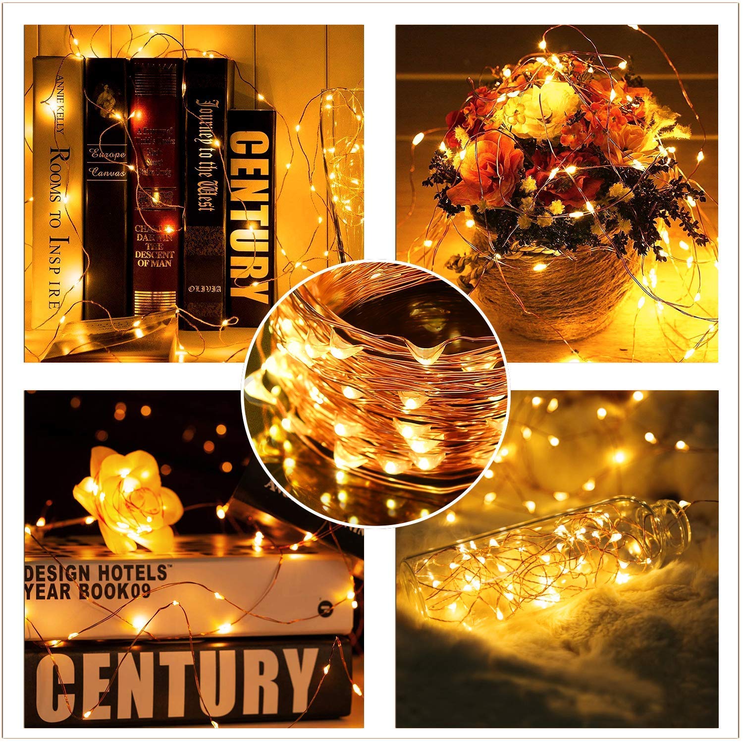 MUMUXI 4 Pack 20 ft Battery Operated Fairy String Lights with Remote Control & Timer - 60 LED Twinkle Lights, Waterproof Outdoor Copper Wire Firefly Lights in Warm White - Perfect for Bedroom, Wedding, Party, Garden, and Christmas Decorations