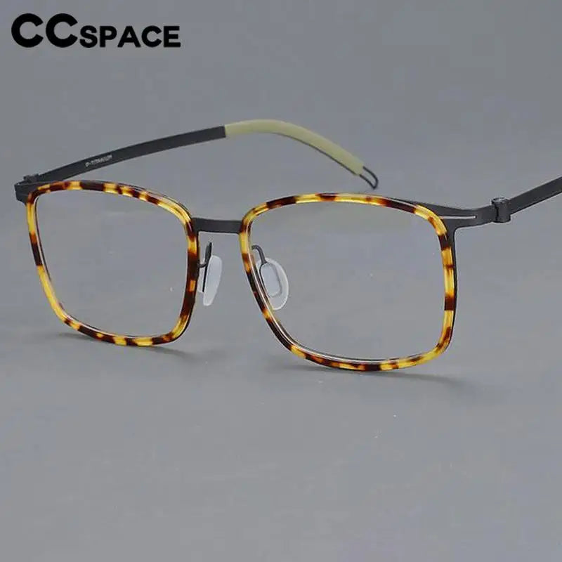 CCspace Unisex Full Rim Square Screwless Titanium Eyeglasses 57174 - Lightweight Durable Frame for Men & Women - Perfect for Reading, Work & Everyday Use