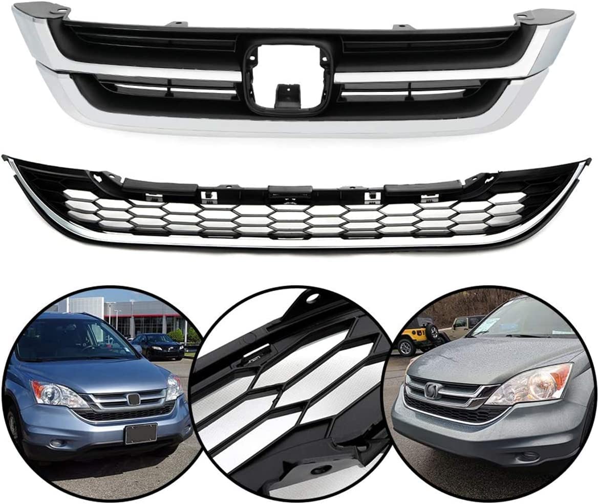 2010-2011 Honda CR-V Front Bumper Grille Assembly - Upper & Lower Grill with Headlight Brackets | Replacement for Damaged Grilles | Perfect for Off-Roading & Car Restoration Projects