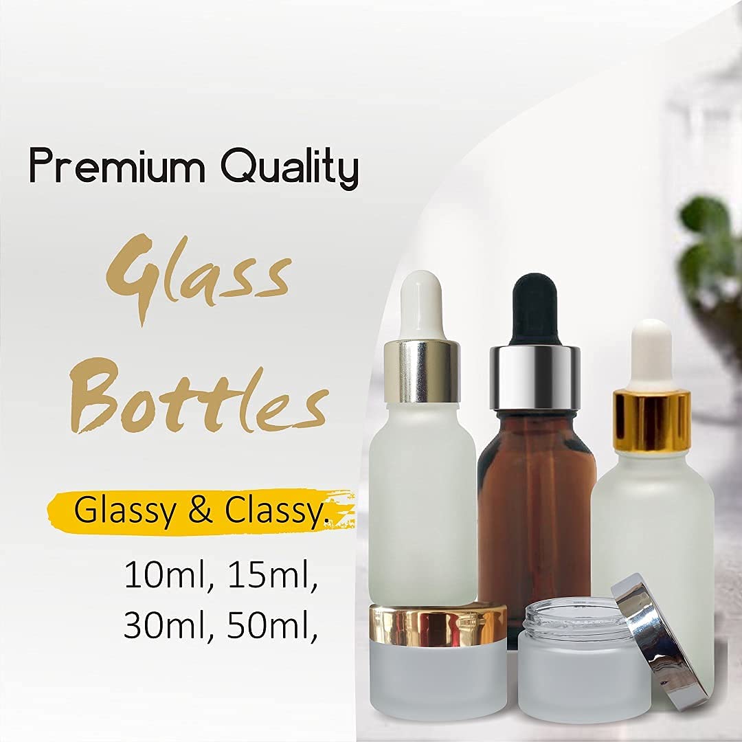Premium 30ml Amber Glass Dropper Bottles with Silver Cap - Essential Oil Bottles, Perfume Bottles, DIY Skin Care Serum Containers (Pack of 3) - Perfect for Aromatherapy, Homemade Beauty Products & Travel Size Liquids