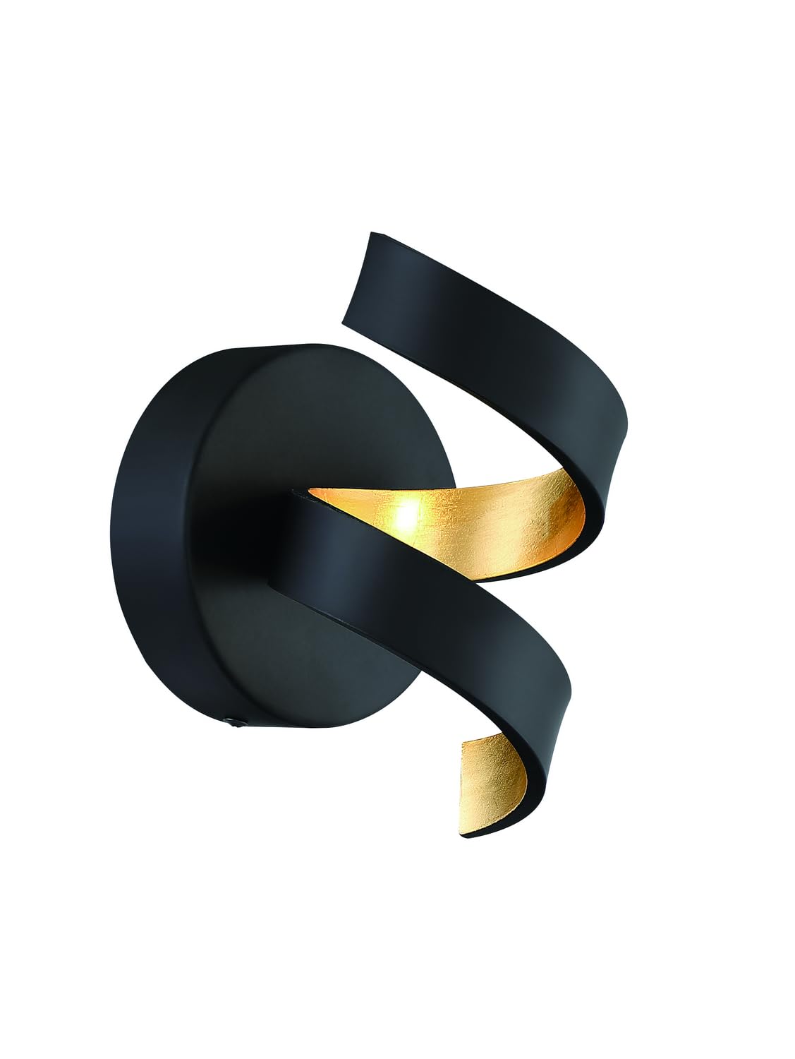 Contemporary Modern LED Wall Sconce - Spiral Collection in Black/Gold Finish | Energy-Efficient Lighting for Living Room, Bedroom & Hallway Decor