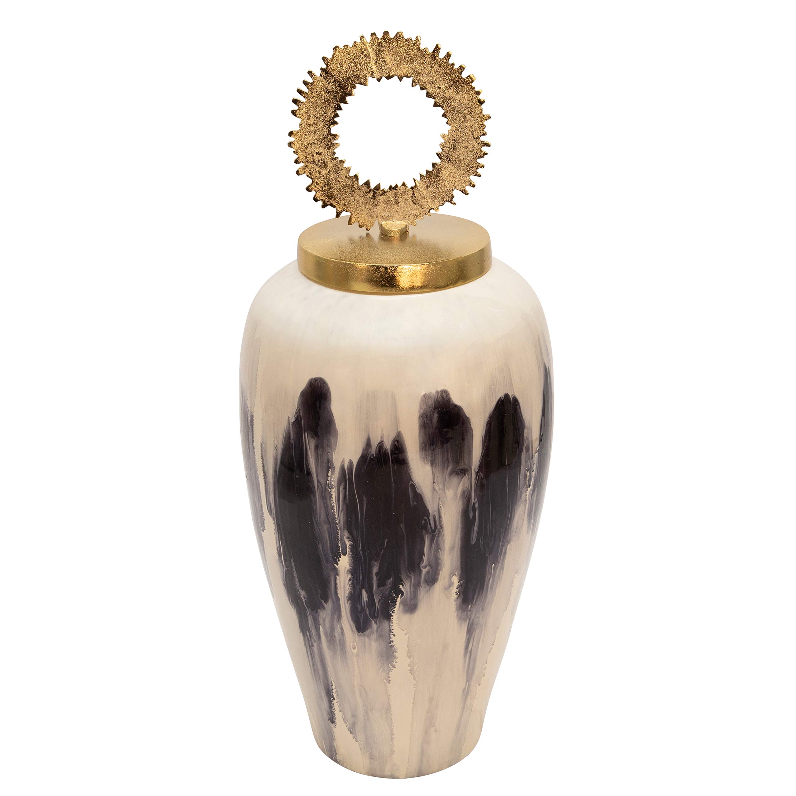 Sagebrook Home 27 Inch Tall White Ceramic Vase with Lid - Elegant Home Decor for Living Room, Dining Table, or Wedding Centerpiece