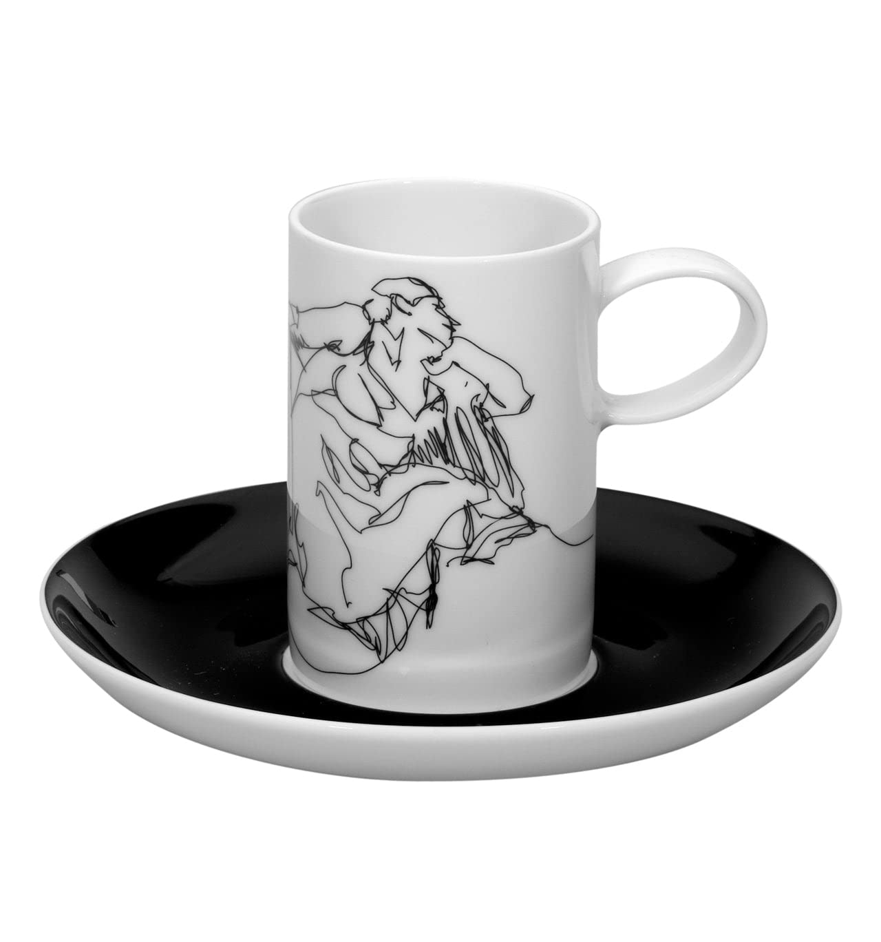 Vista Alegre Fado Porcelain Coffee Cup Set - 4 Elegant Cups & Saucers for Espresso, Tea, or Cappuccino - Perfect for Home, Cafe, or Gift Giving