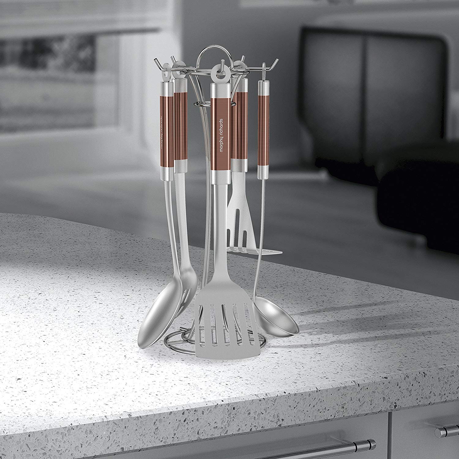 Morphy Richards 5-Piece Stainless Steel & Copper Accents Tool Set - Perfect for Kitchen, Home Decor, and Gift Giving