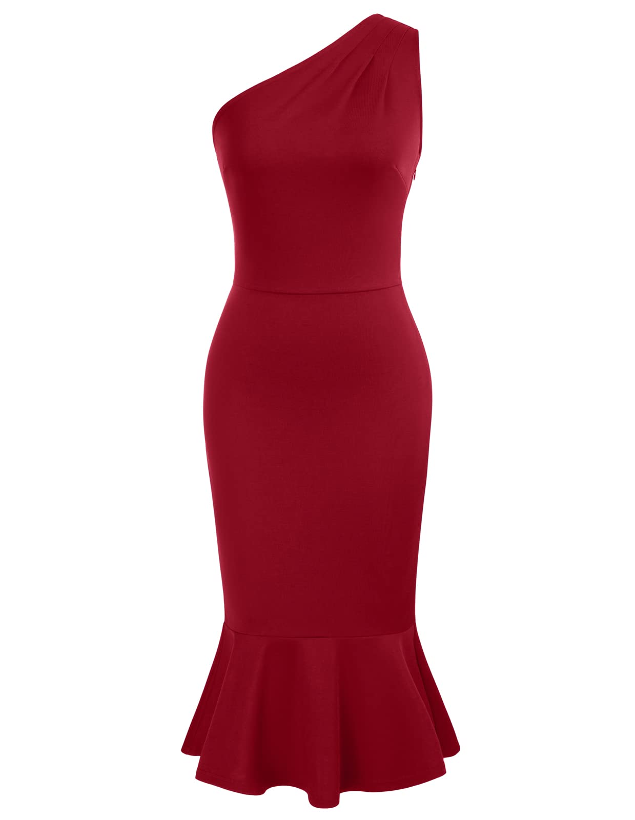 GRACE KARIN Women's One Shoulder Sleeveless Bodycon Mermaid Dress for Wedding Guest, Formal Evening & Prom - Perfect for Cocktail Parties, Date Nights & Special Occasions