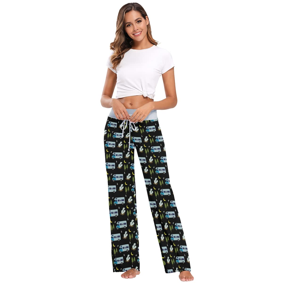 Women's Loose Casual Comfy Pajama Pants with Drawstring - Wide Leg Palazzo Lounge Pants for Sleep, Yoga & Home Relaxation