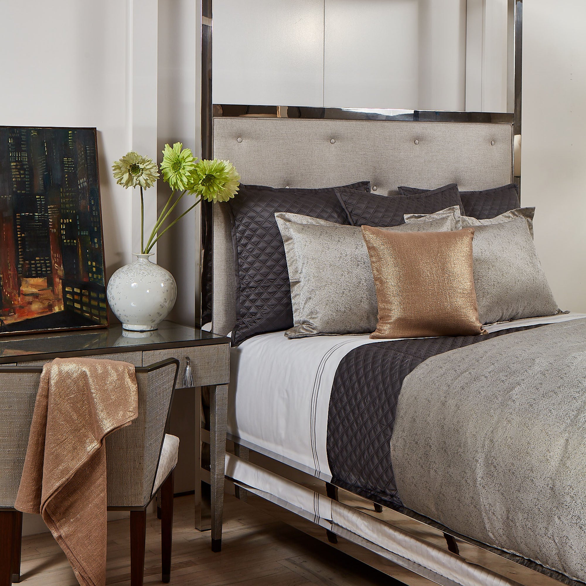 Premium Imprint Duvet Cover Set - Soft Luxury Bedding in Elegant Pewter Gray - Perfect for Master Bedroom, Guest Room & Cozy Home Decor