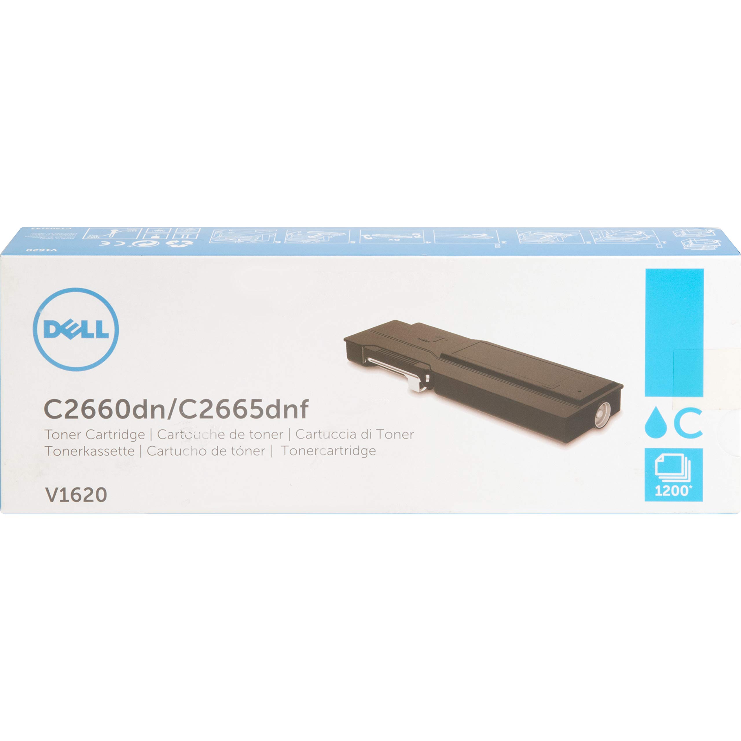 Original Dell V1620 Toner Cartridge for C2660dn/C2665dnf Color Laser Printer - Cyan Replacement Ink | High-Quality Compatible Printer Supplies for Office & Home Use