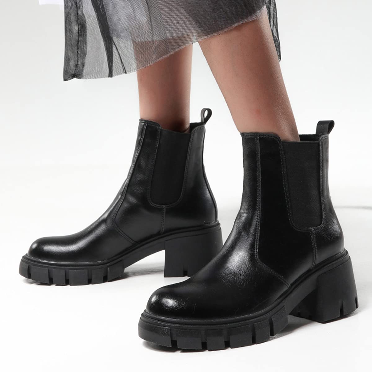 Stylish Women's Combat Boots - Chunky Heel Ankle Booties with Platform Sole | Perfect for Streetwear, Fall Fashion & Everyday Wear