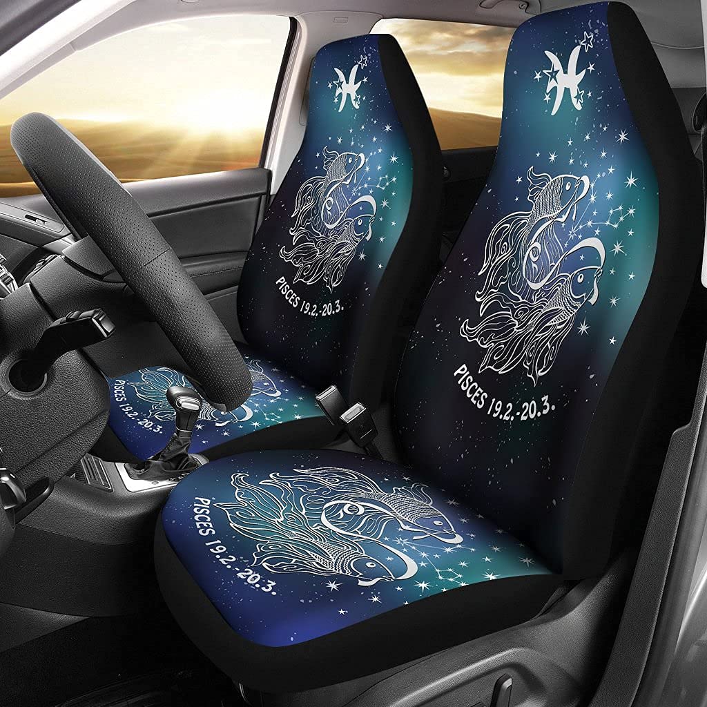 Pisces Zodiac Car Seat Covers Set of 2 - Custom Car Seat Protectors for Front Seats - Perfect for Astrology Enthusiasts and Car Interior Protection